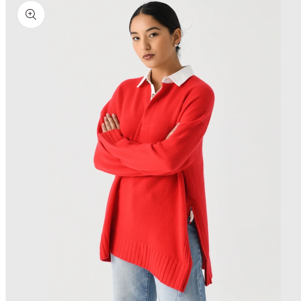 Cashmere polo sweater in rouge